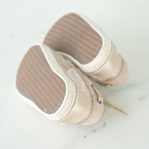Sperry Baby Girls 2M Pink Tan Bluefish Crib Shoes - Picture 9 of 12